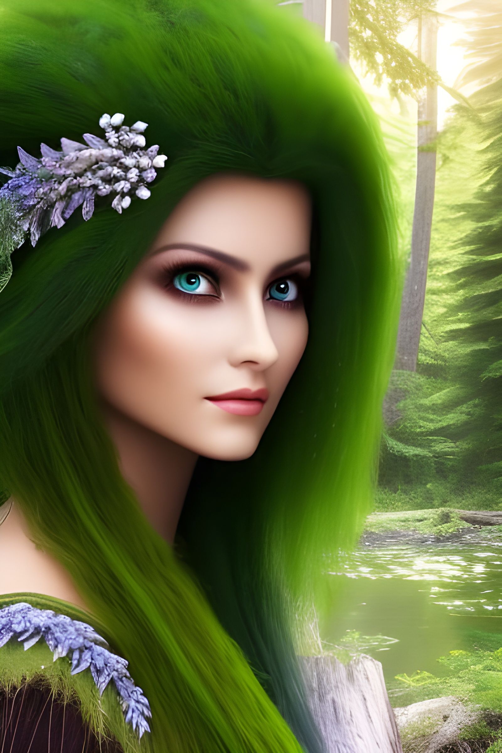 Enchanting Dryad Portrait in Forest Setting