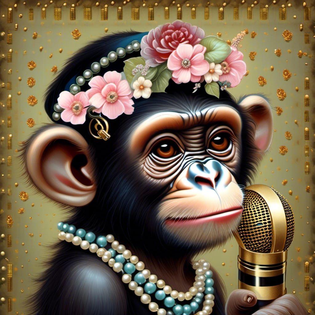 Anthropomorphic Chimp Singer in Cel-Shaded Style