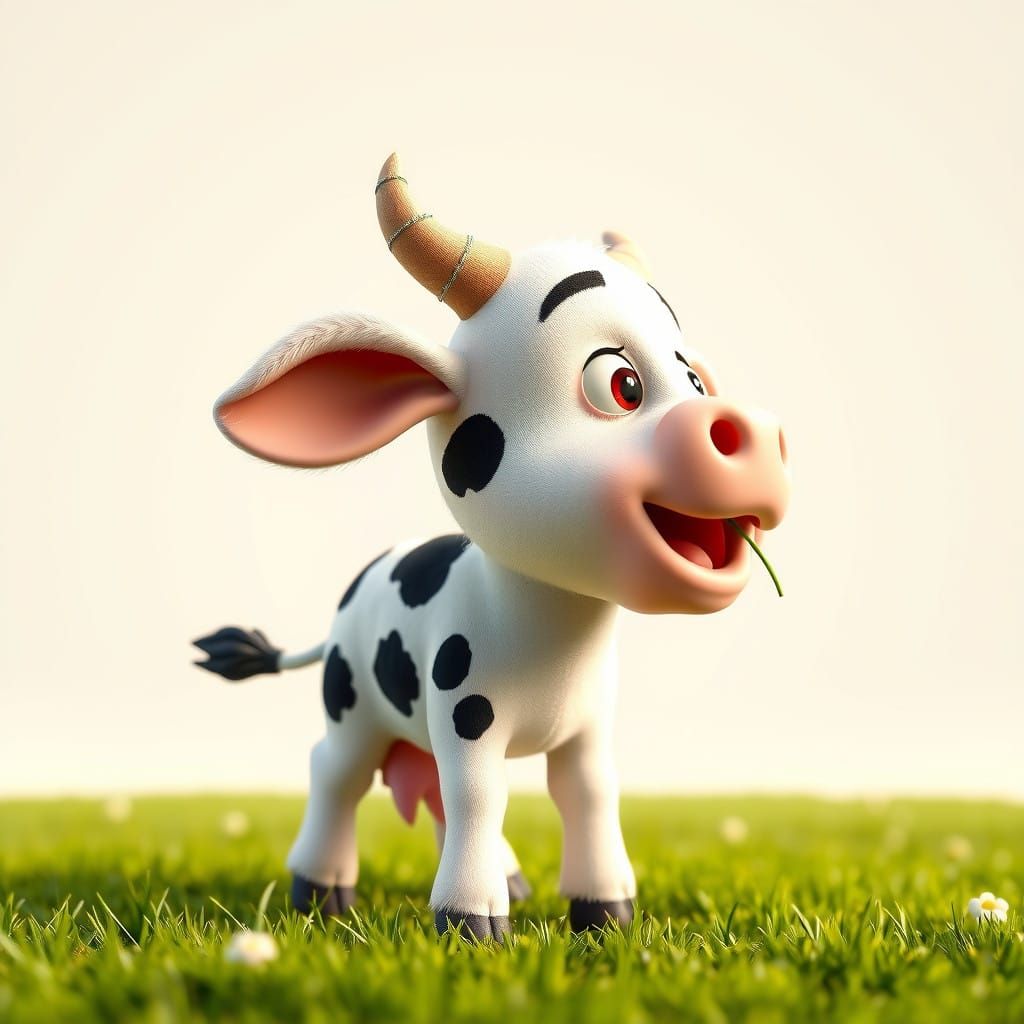 Pixar-Inspired Cow Concept Art in Vibrant 3D Style