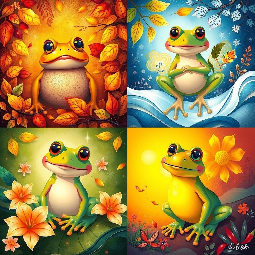 Four Seasons Frog in Seasonal Colors