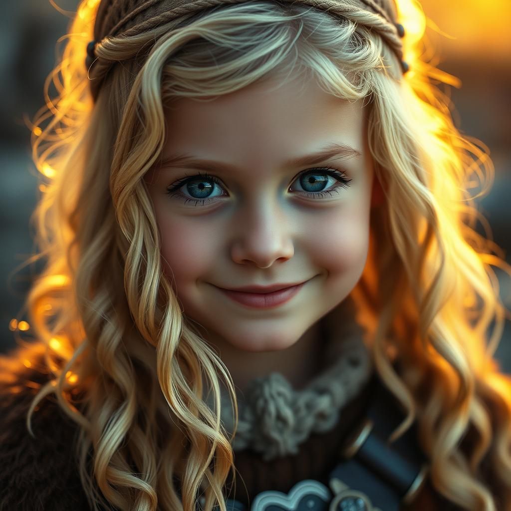 Nordic Viking Girl Portrait in Digital Art Style