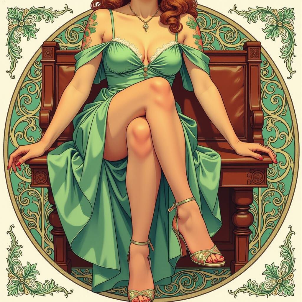 Woman in Lingerie with Pastel Tattoos, Paradise Room