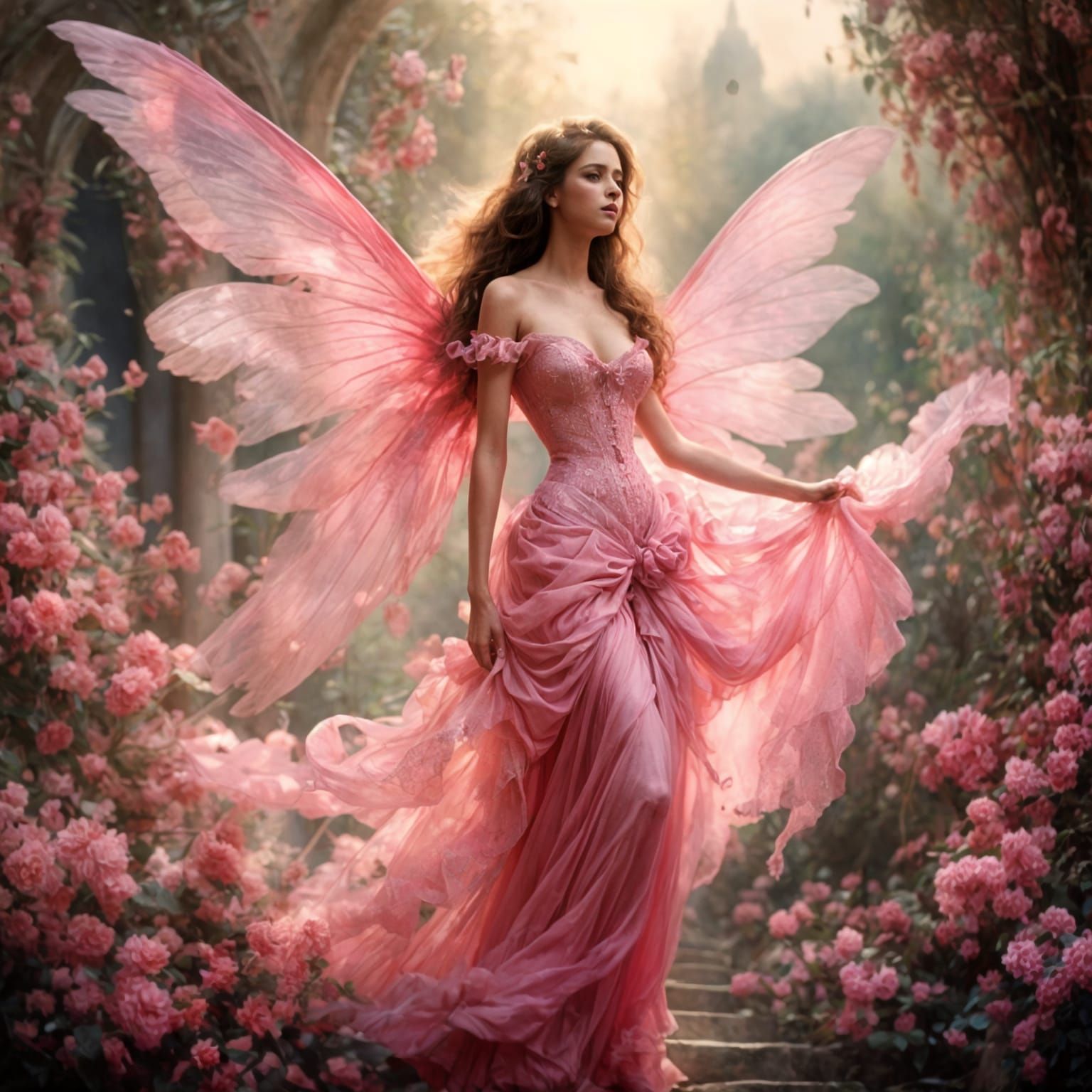 <lora:Rococo Beauty:1.0> <lora:Pink Snow WaterCol 1:1.0> Bea...