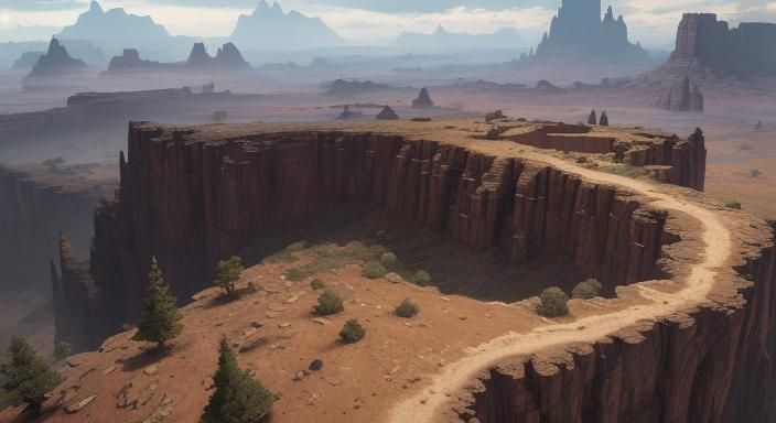 Fantasy Map of Arid Island Plateau on Parchment