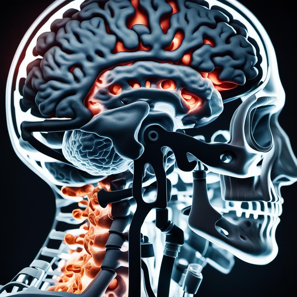 Detailed MRI Scan of Human Brain and Neck