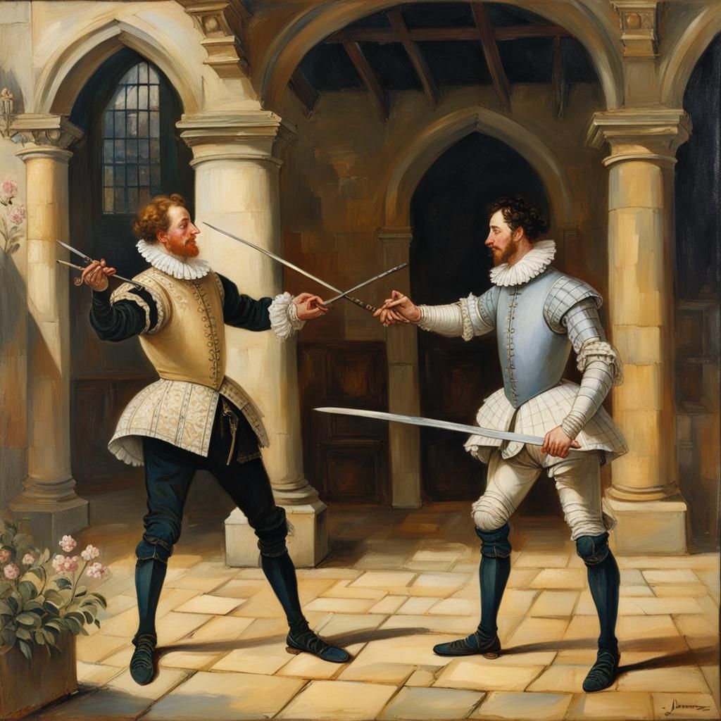 Elizabethan Duel: Sword vs. Quill, James Gurney Style
