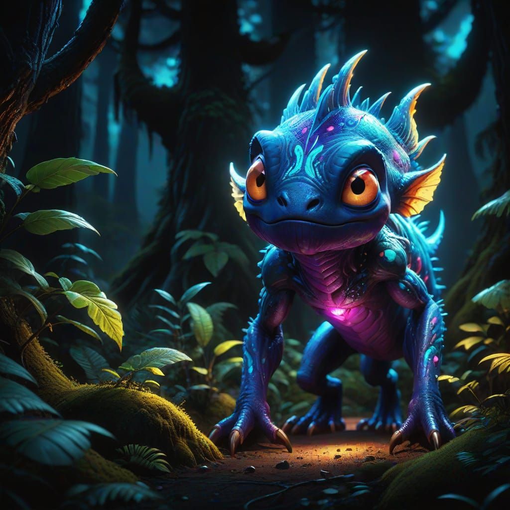 Luminous Berry Beast in Mystical Forest