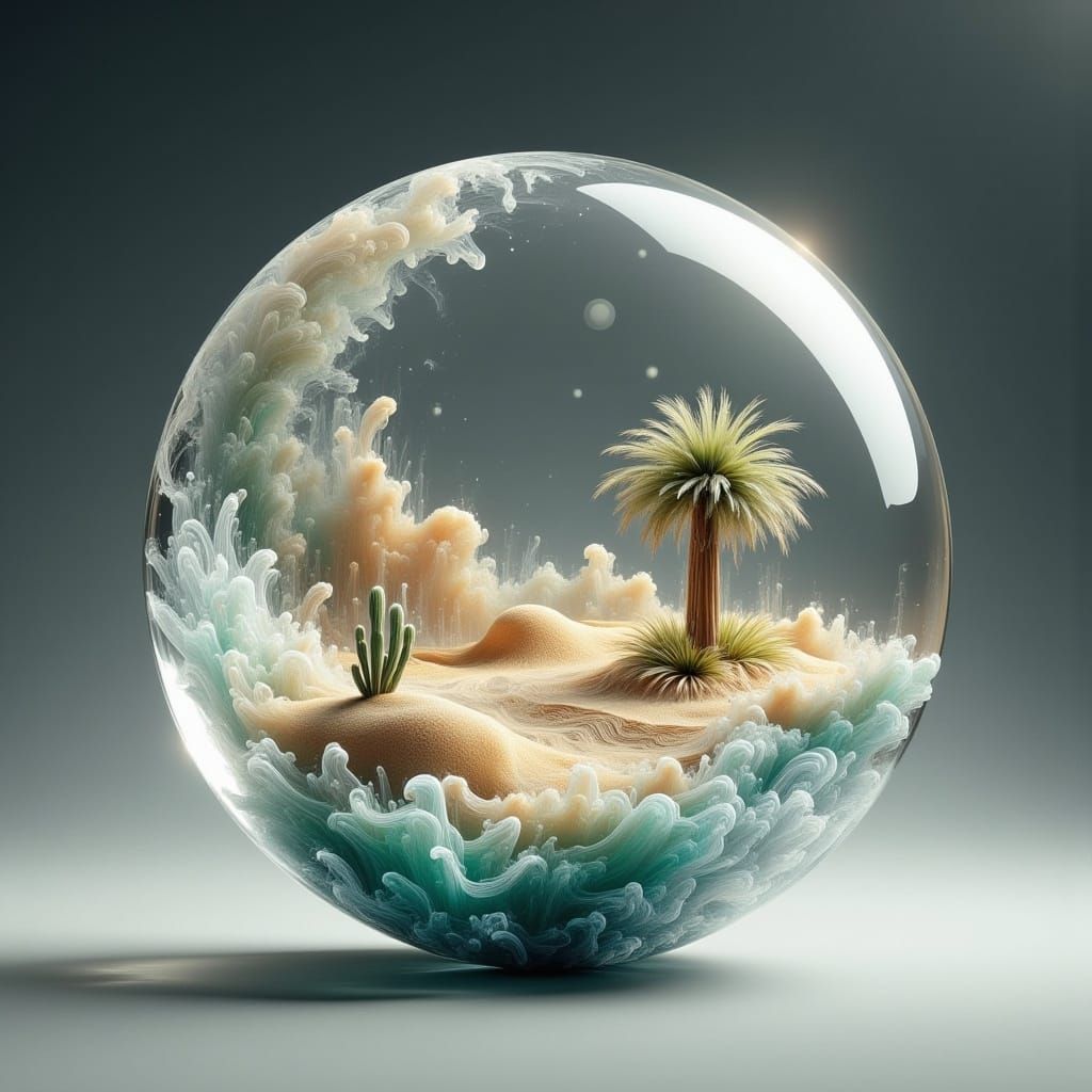Miniature Desert Landscape Encased in Ice