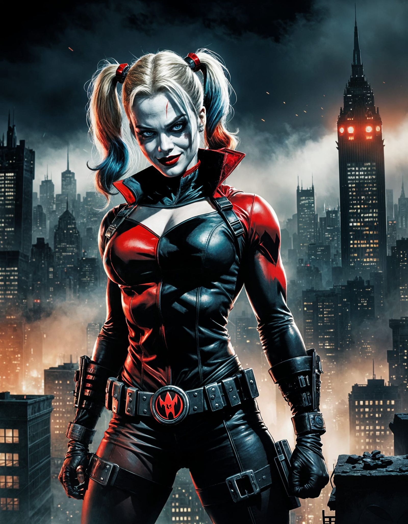Harley Quinn: Dark Queen of Gotham in Comic Style