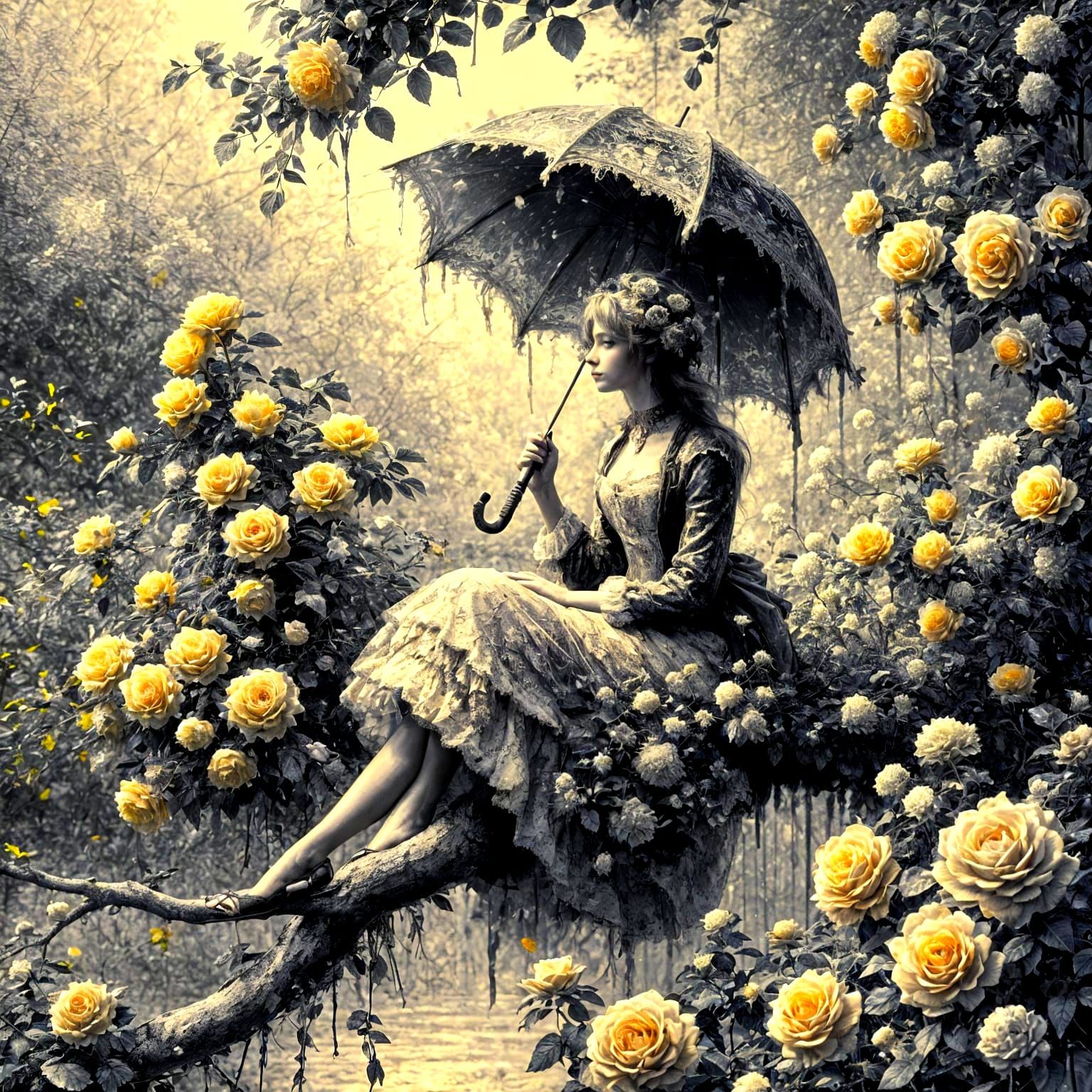 You sitting on a branch of nothingness, waiting for the wind to blow the roses.