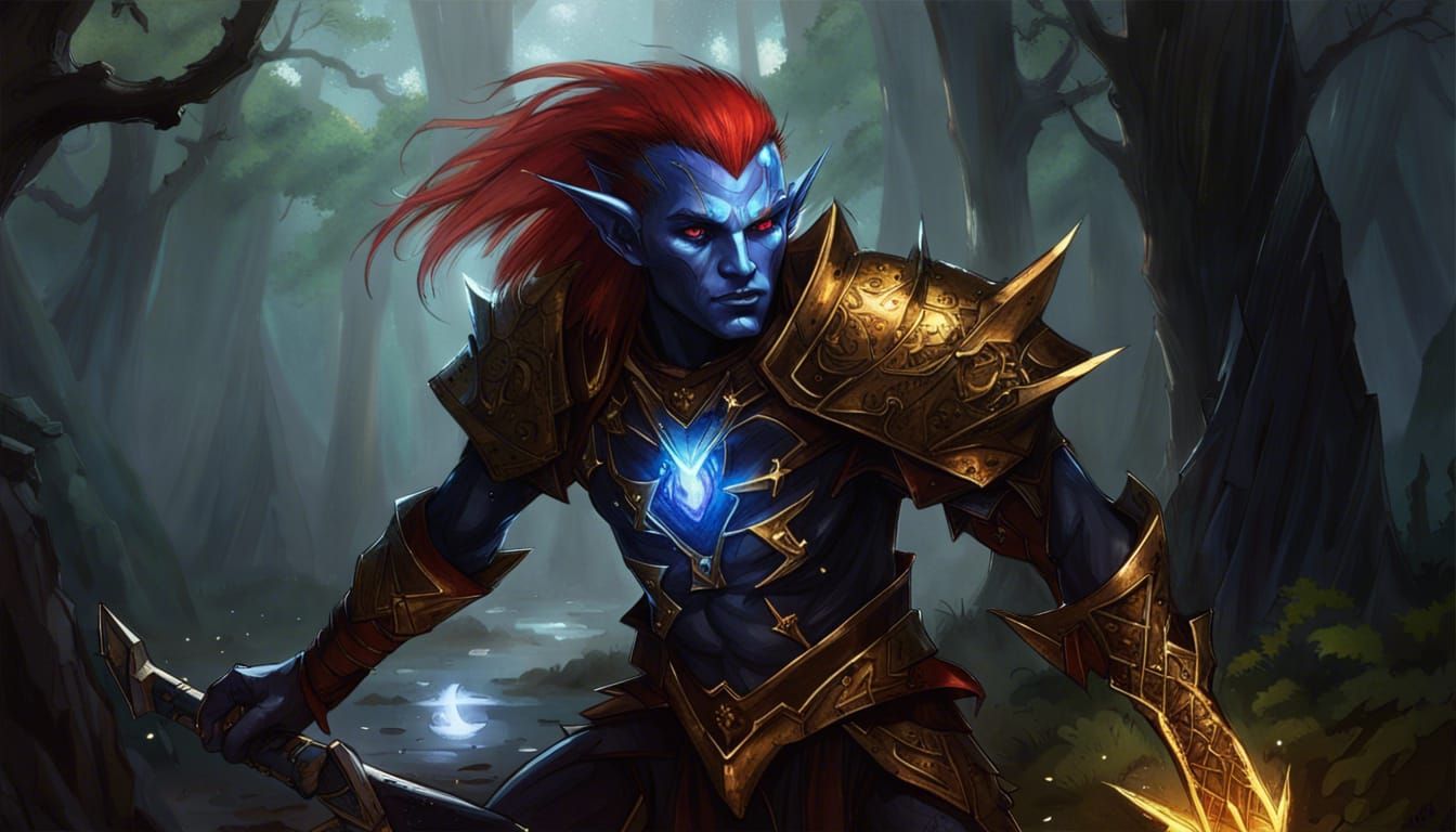 Dark Elf Casting Fire Bolt in Rainforest