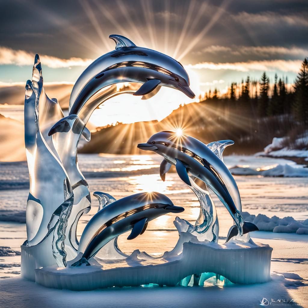 An ice sculpture artwork captures the mesmerizing dance of s...