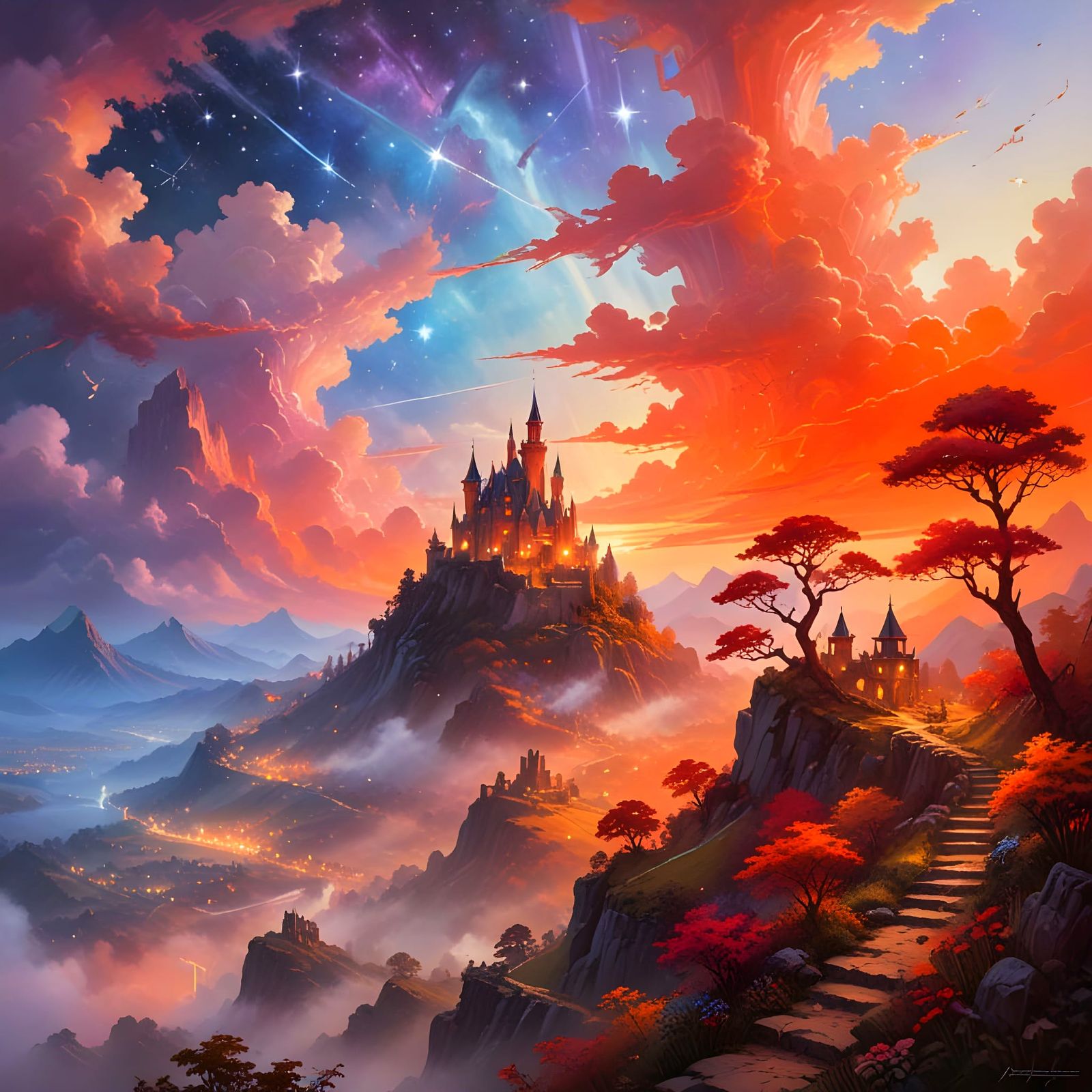 Surreal Sunset in Celestial Valley