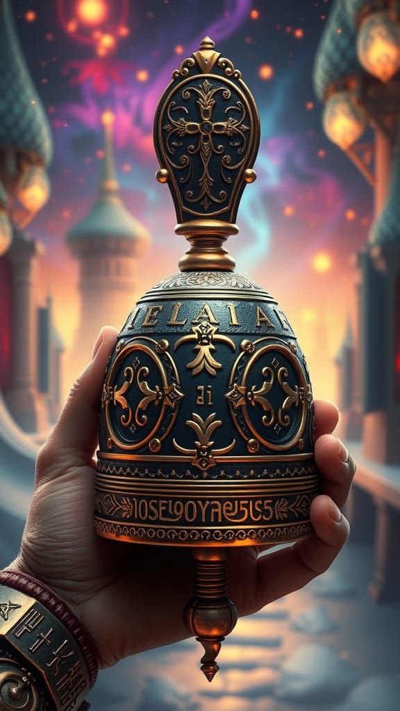 Fantastical Ornamental Handbell in Detailed Matte Painting