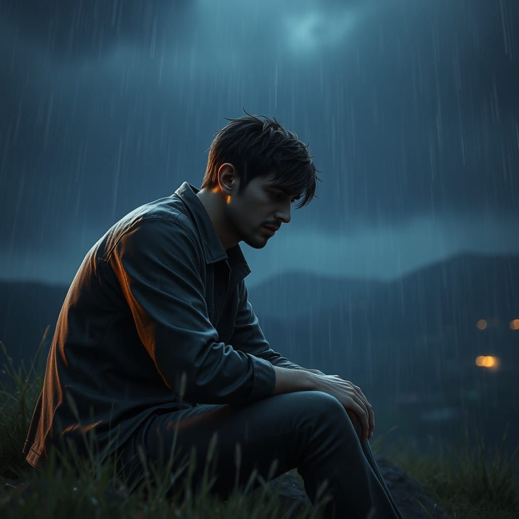 Broken Man Mourns Lost Love in Rainy Night