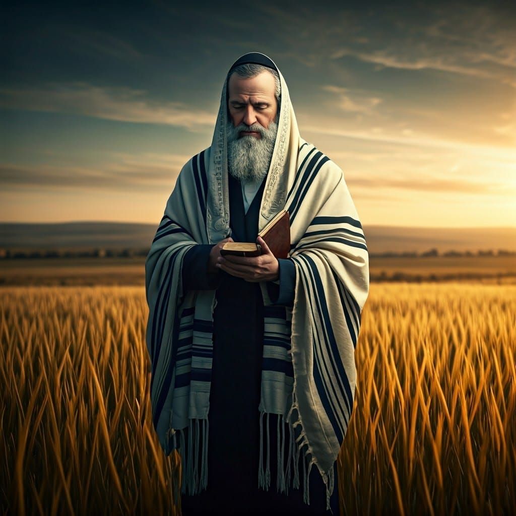 Orthodox Man Reading at Sunset: Cinematic Still