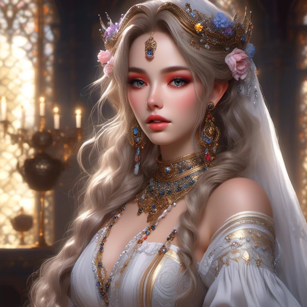 Beautiful Woman in Tavern: Luis Royo Style Sketch