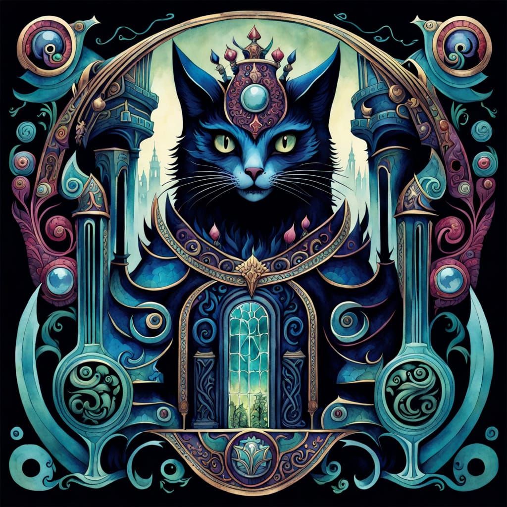 Whimsical Cat in Baroque Armor