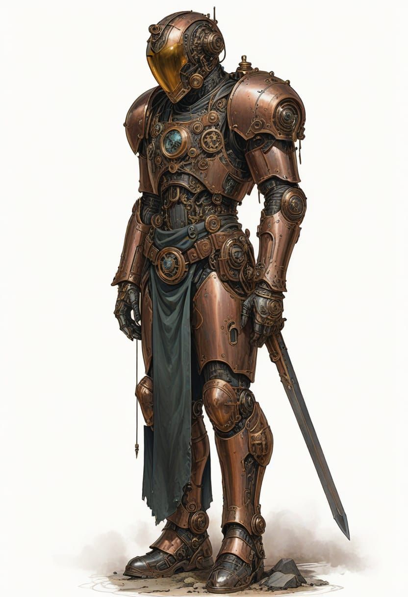 Steampunk Clockwork Knight in Fantasy Art Style