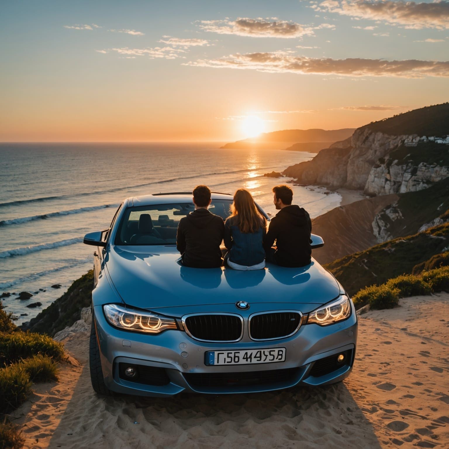 Friends Watching Sunset on Balco BMW Cliffside