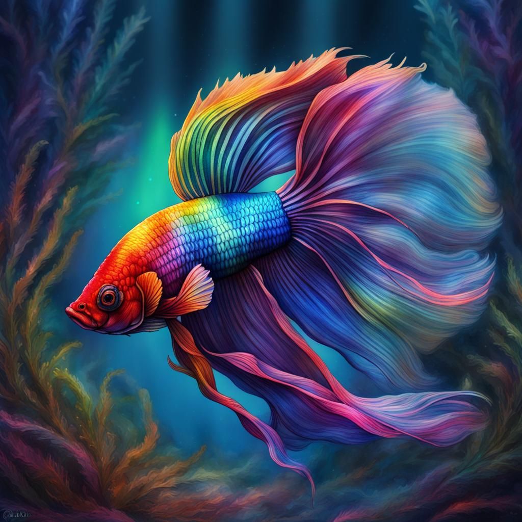 Rainbow betta fish