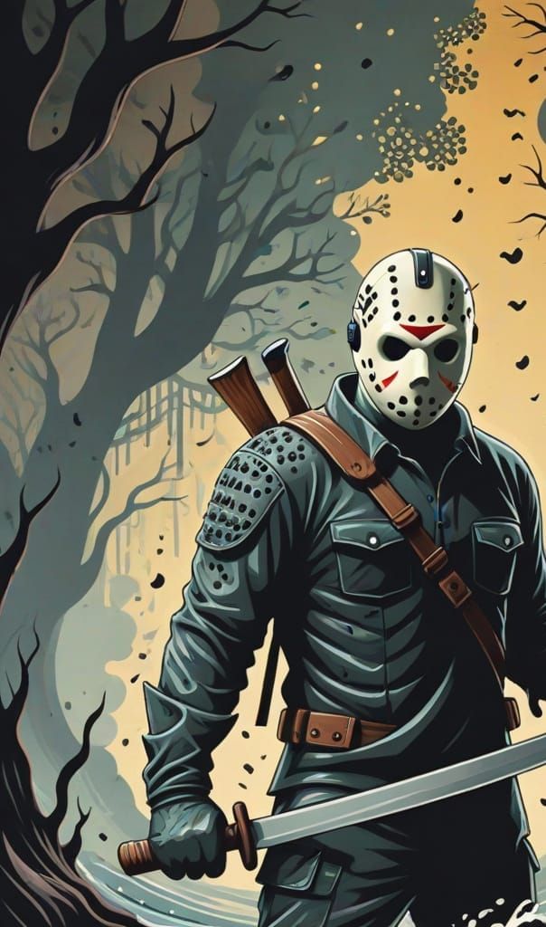 Abstract Vector Fractal of Jason Voorhees