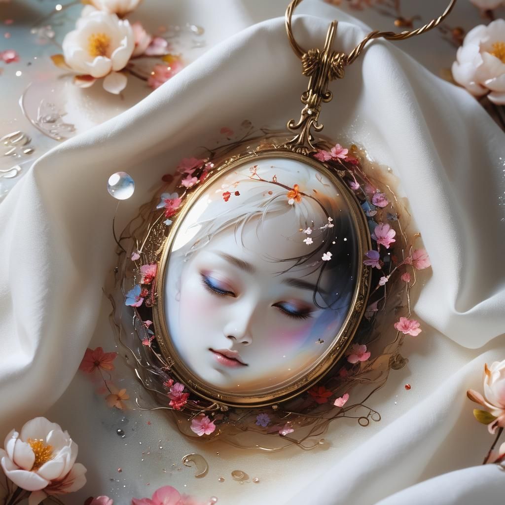 Moonlit Lake Glade in Watercolor Style