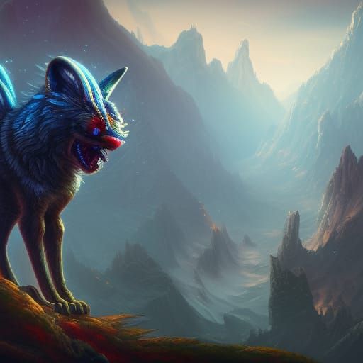 Detailed Wolf Moth Griffin Fantasy Concept Art