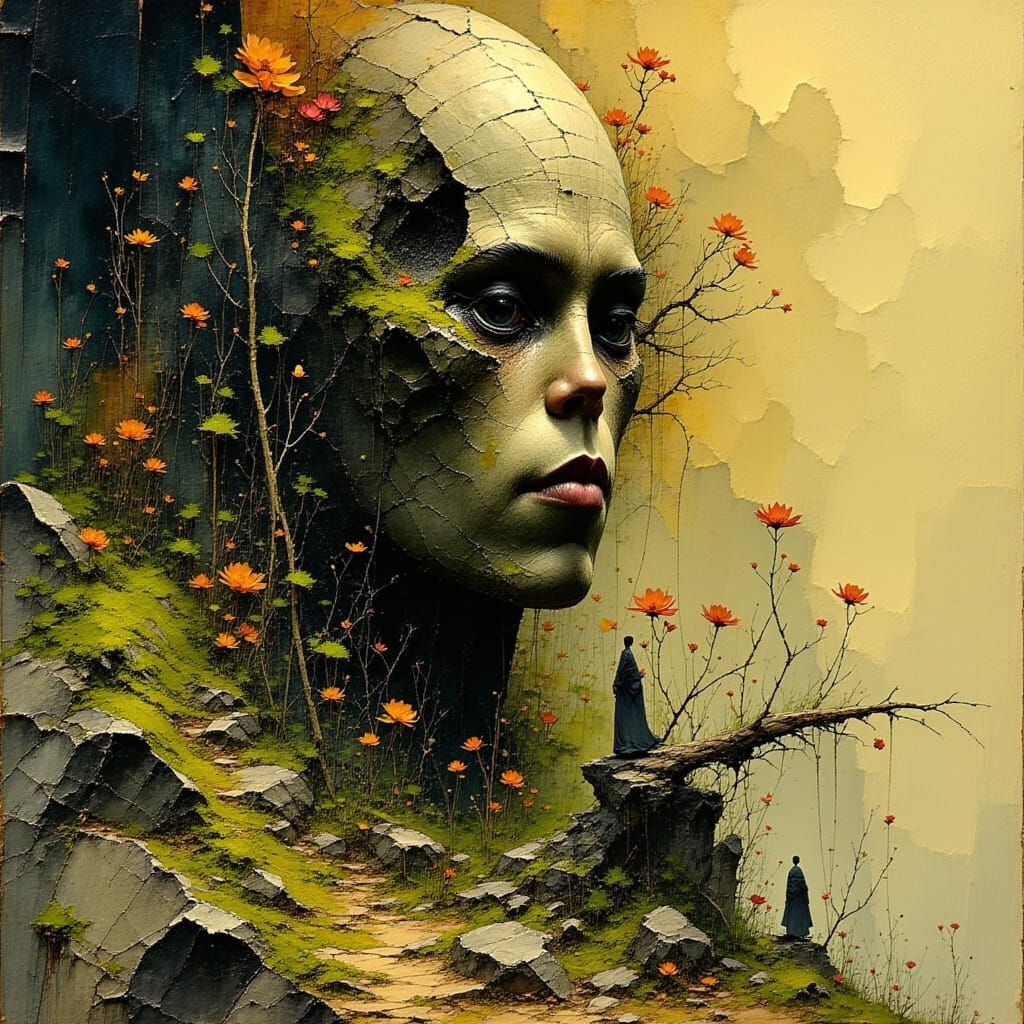 Colossal Giant Emerges in Ink Storm Garden