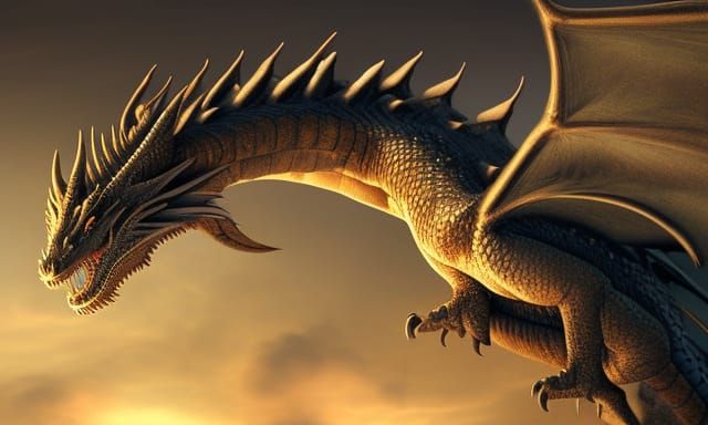 a realistic dragon flying over a castle Epic cinematic brill...