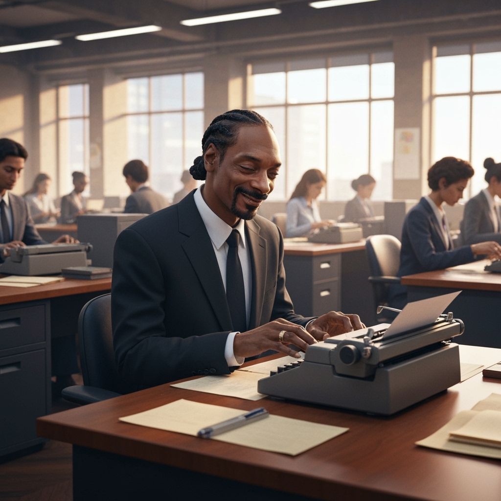 Snoop Dogg as Secretary in Busy Office Typing