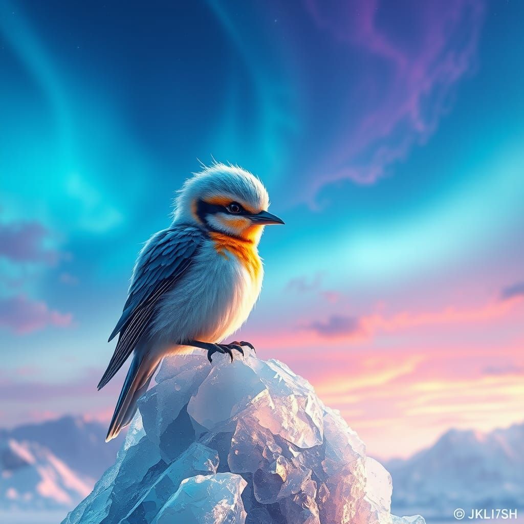 Baby Ice Bird on Crystalline Outcropping