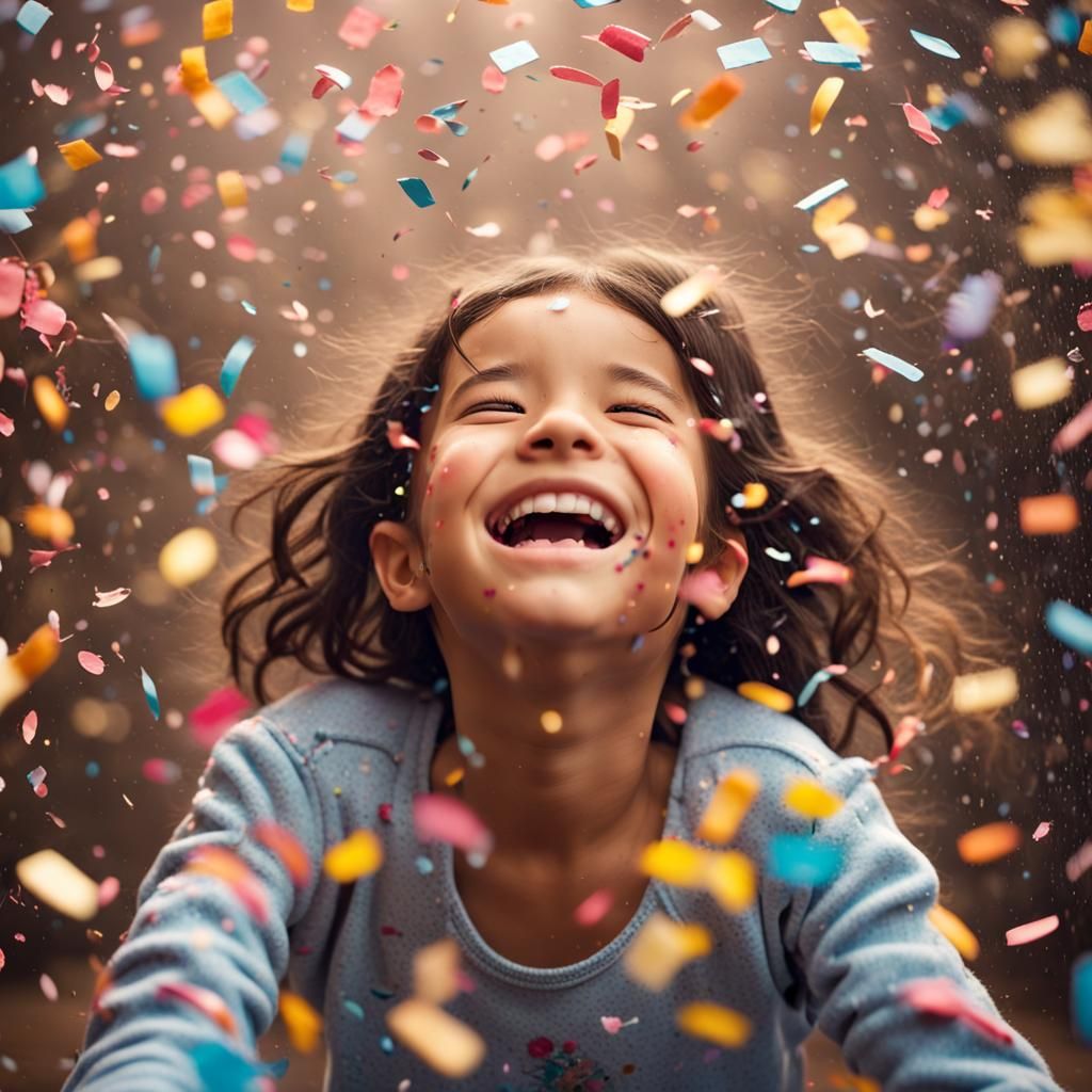 Girl in Confetti Shower: Comic Book Art Style