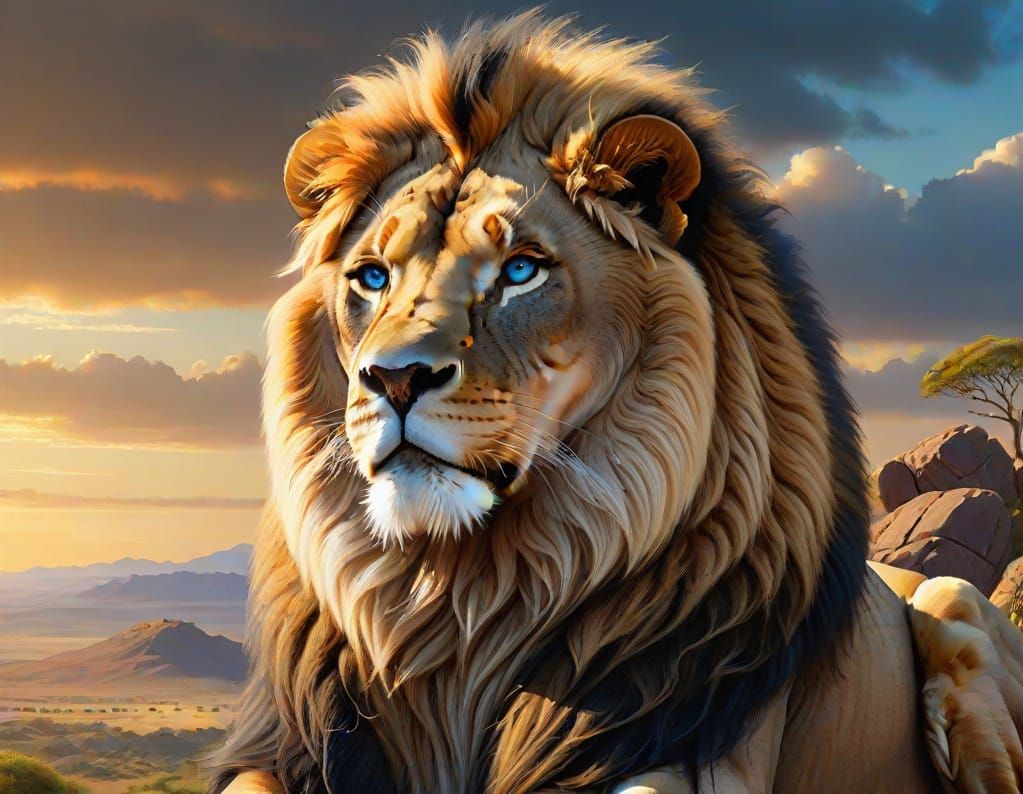 Majestic Lion in Warm Golden Light