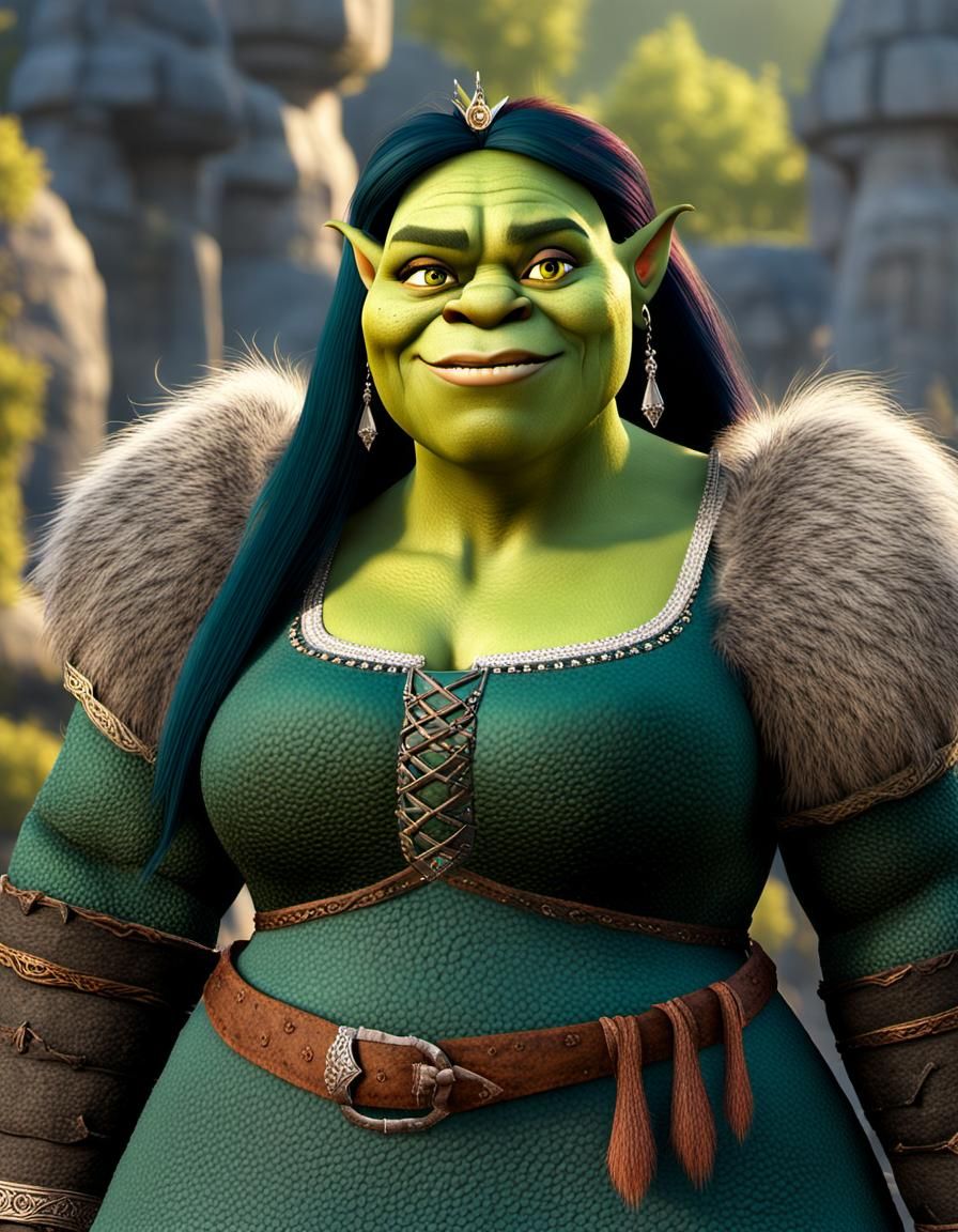 Ogre Princess with Club: Dark Fantasy Concept Art