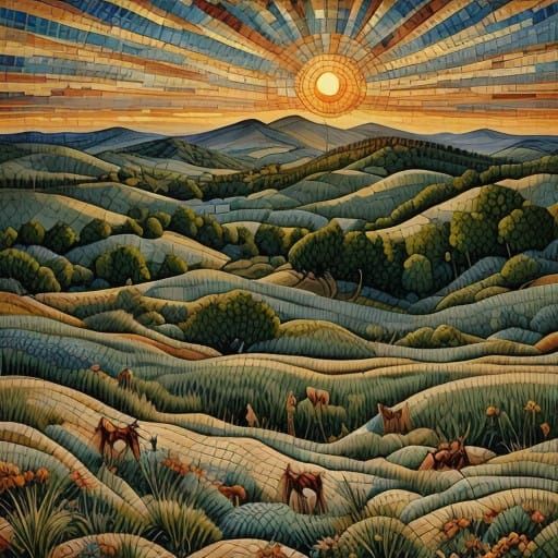 <lora:Tile Sunshine1-5:1.0> A herd of wild horses on the pla...