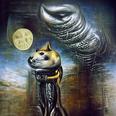 Shiba Inu Dog Astronaut on the Moon