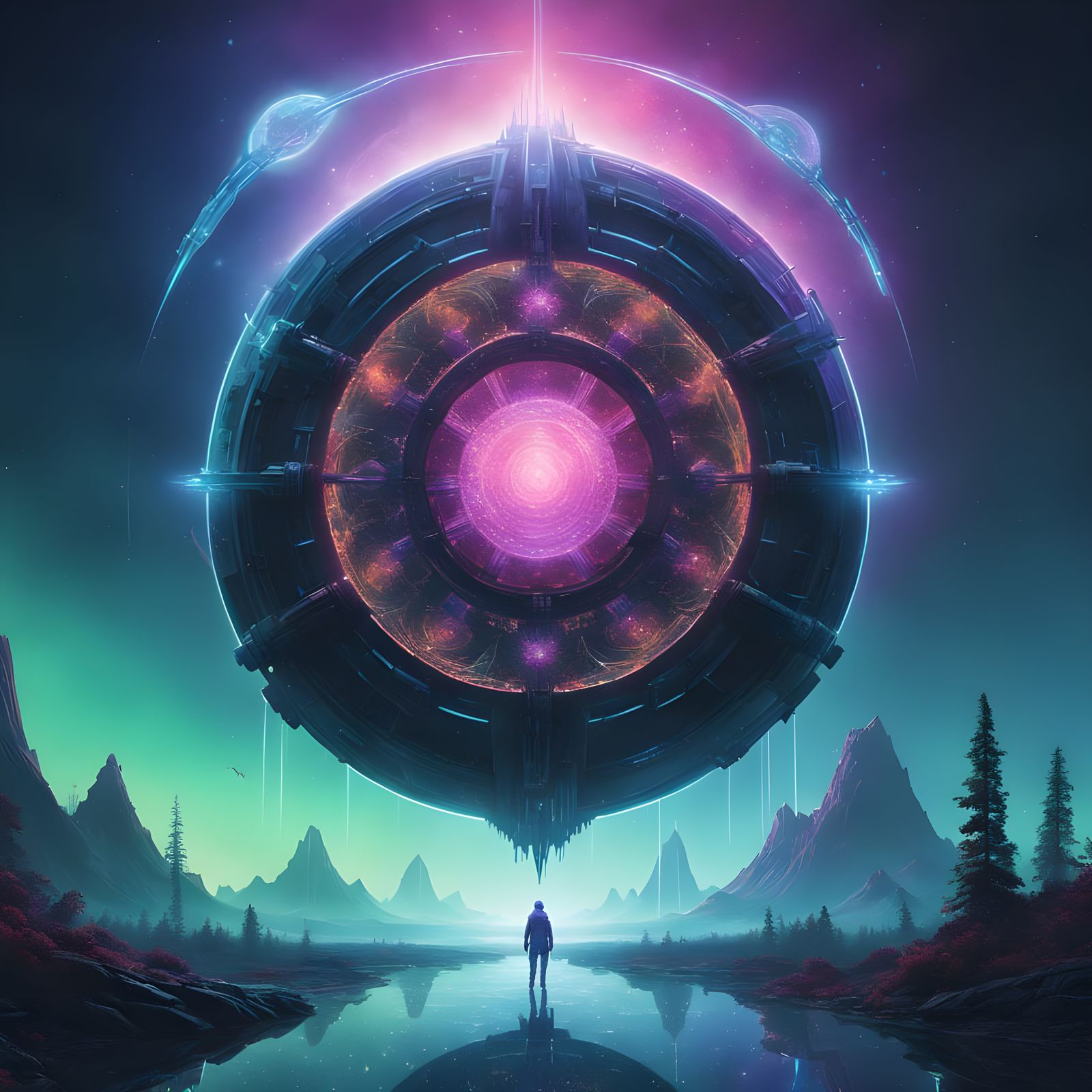 Ethereal Crystals Radiate Vibrant Light in a Futuristic Real...