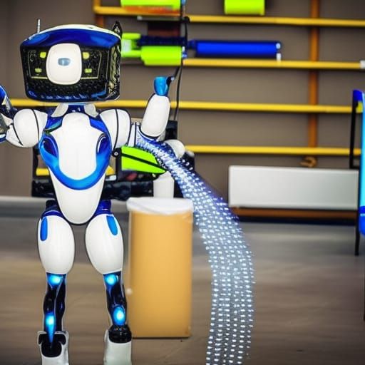 Humanoid Robot Wielding a Flamethrower