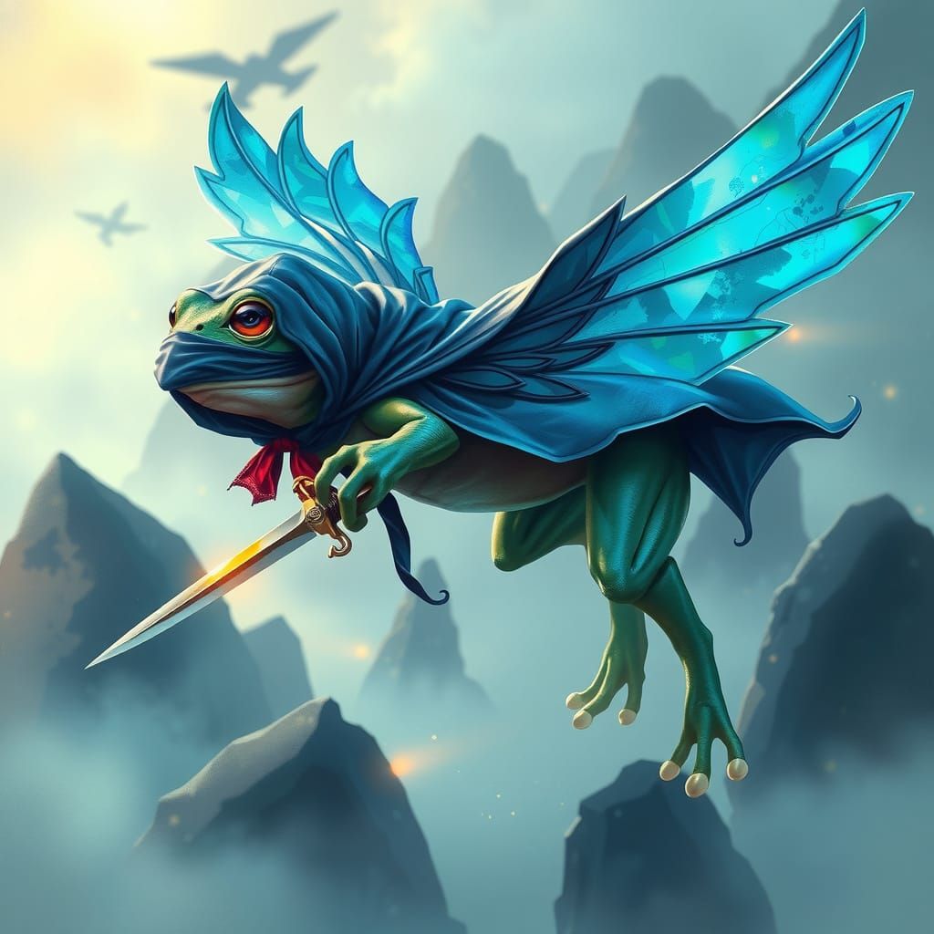 Mystical Frog Assassin Soars Through Misty Archipelago