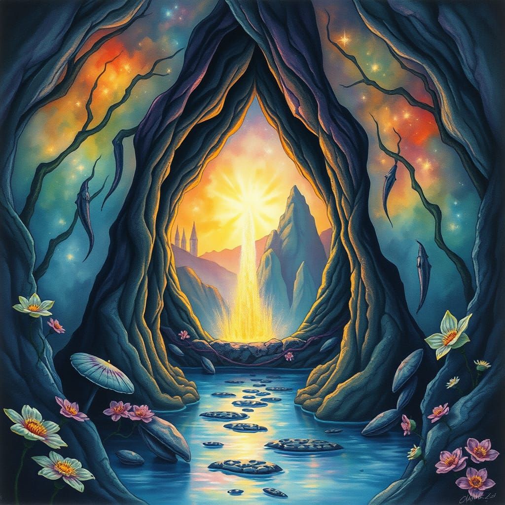 Ethereal Underworld Portal: Hyperdetailed Bioluminescent Art