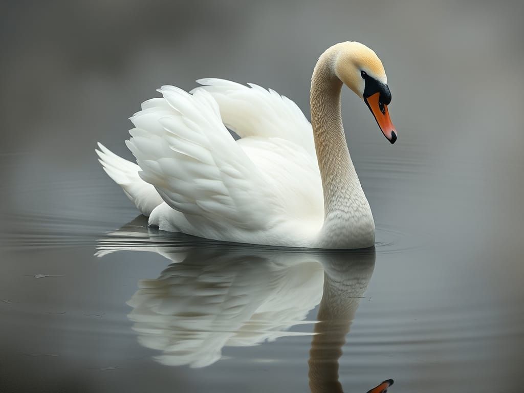 Majestic Swan in Melancholy Repose