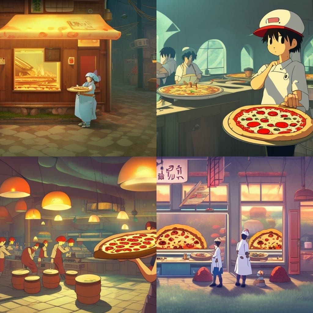 Pizza Chefs in Mushroom Town: Studio Ghibli Style