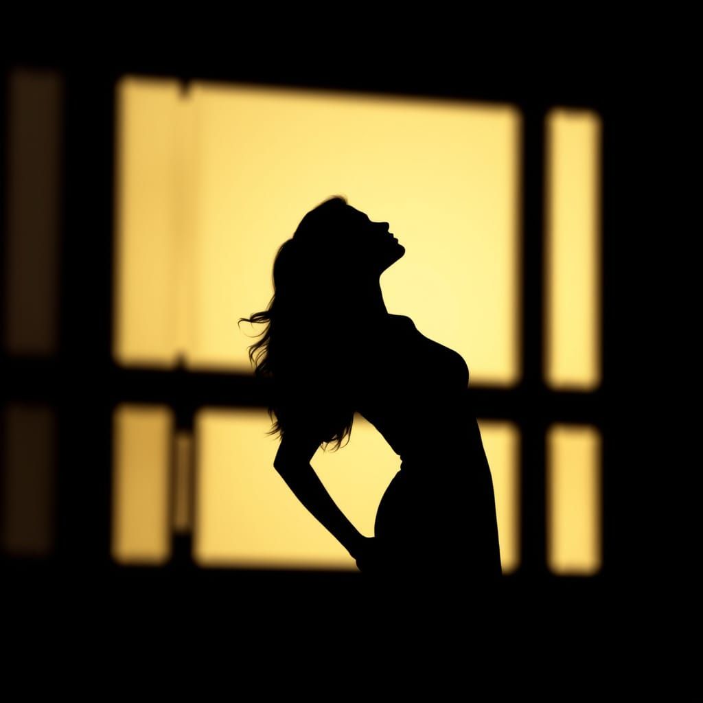 Silhouette of a Woman in Shadow Art Style