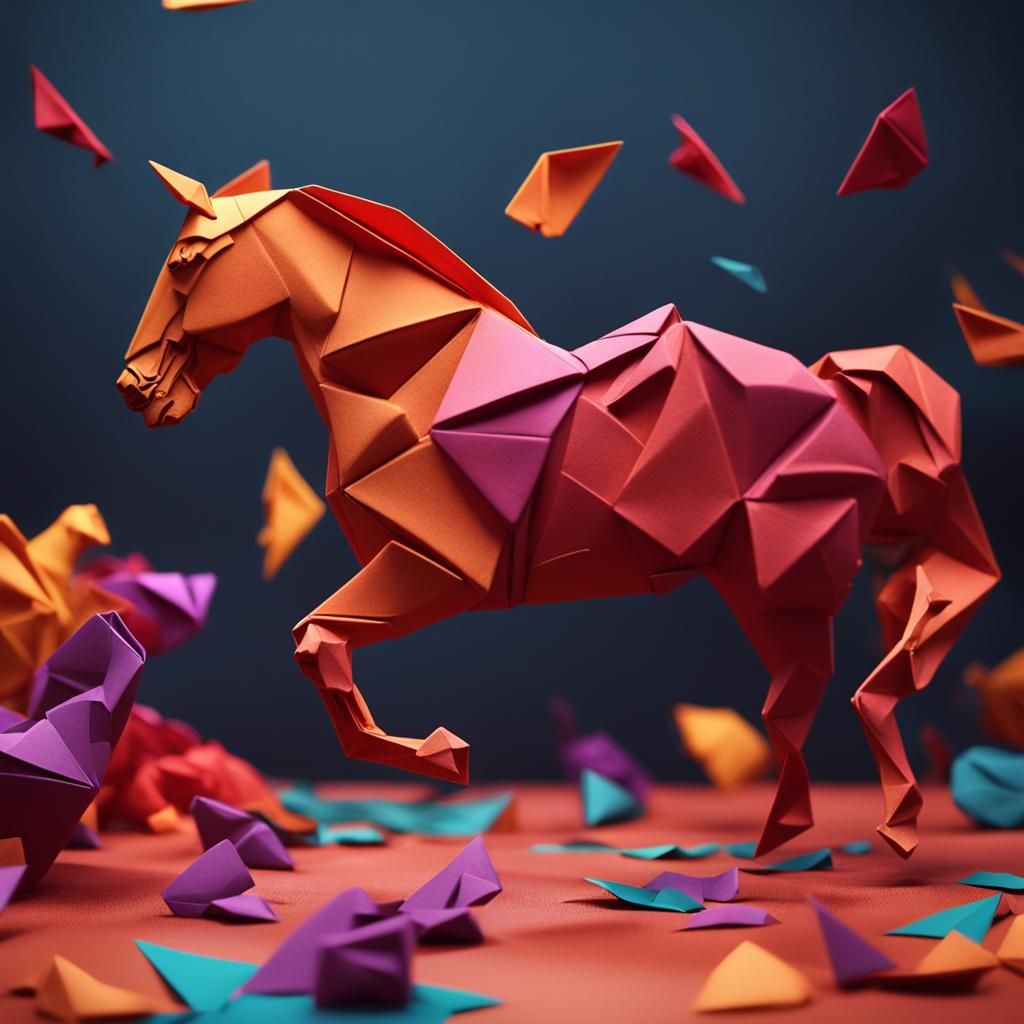 Plasticine Origami Horse: Detailed Fantasy Art