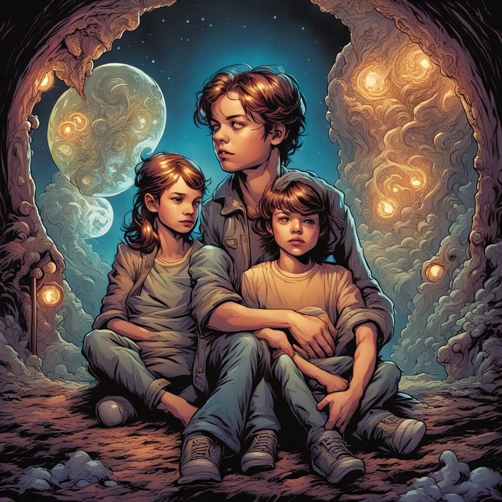 Psychic Children in Comic Book Art Style