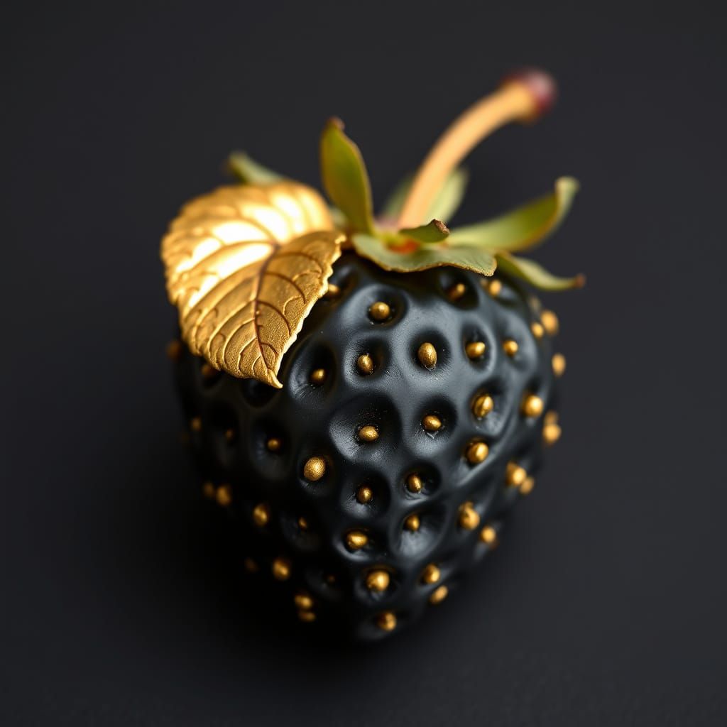 Luxurious Black Strawberry with Golden Accents