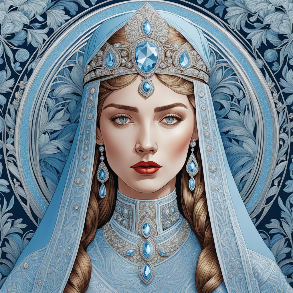 Slavic Princess in Art Nouveau Style