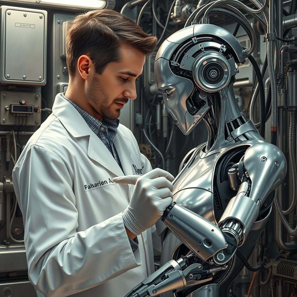 Hyperrealistic Lab Scene: Robot Arm Installation