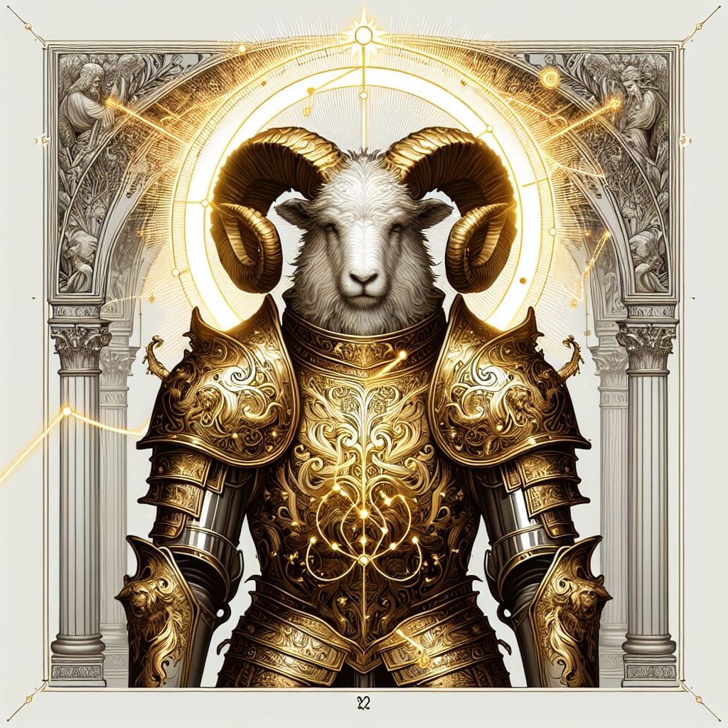 Noble Zodiac Knight of Aries in Golden Armor